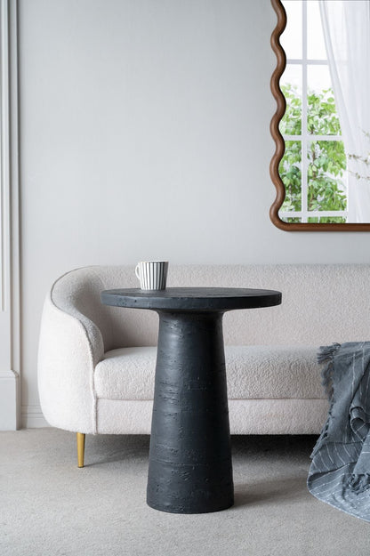 Round Side Table With Pedestal Base - Black