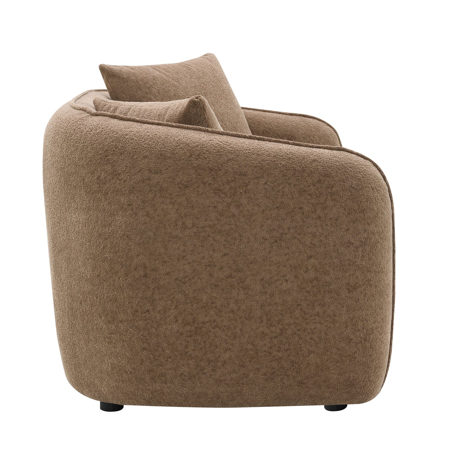 Keith - Chenille Loveseat With 2 Matching Color Toss Pillows - Brown
