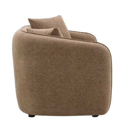 Keith - Chenille Loveseat With 2 Matching Color Toss Pillows - Brown
