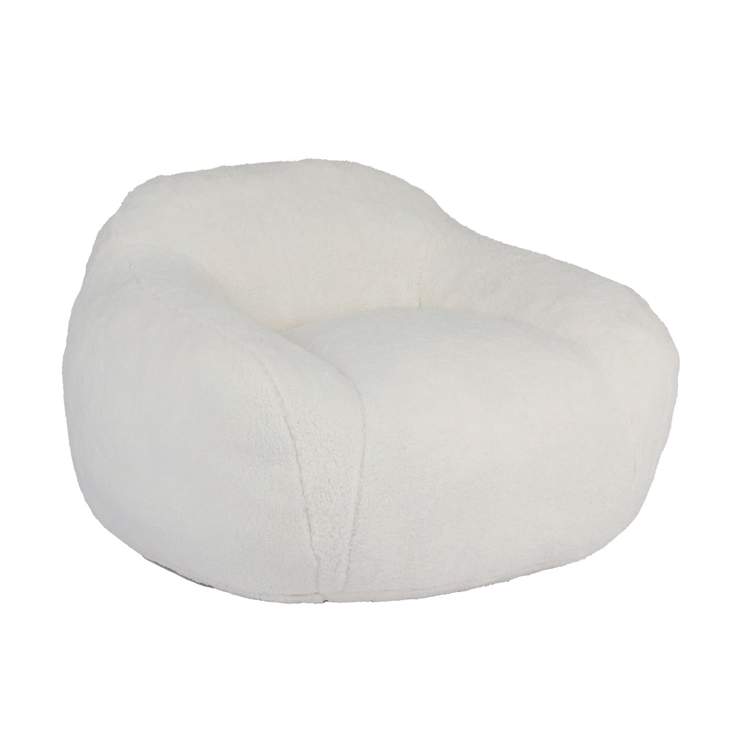 Giant Bean Bag Chair For Adults, Spacious Memory Foam Bean Bag Sofa With Armrests Teddy Fabric, Comfy Seating For Living Room Or Bedroom - Off White