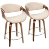 Curvini - Mid-Century Modern Counter Stool (Set of 2) - Walnut / Cream