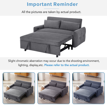 Pull Out Sofa Bed Convertible Couch 2 Seat Loveseat Sofa Modern Sleeper Sofa With 2 Throw Pillows And USB Ports For Living Room - Dark Gray