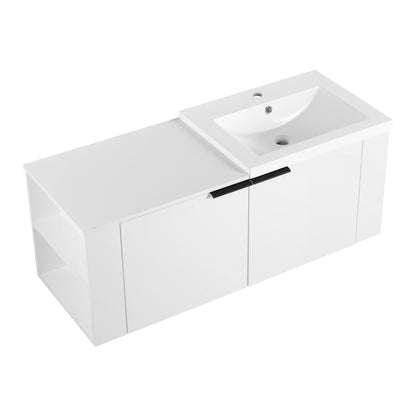 Modern 48" Bathroom Vanity Sink Combo With Spacious Storage - White