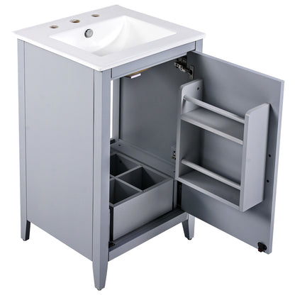 Modern 20.3" Bathroom Vanity With Sink And Functional Storage - Gray
