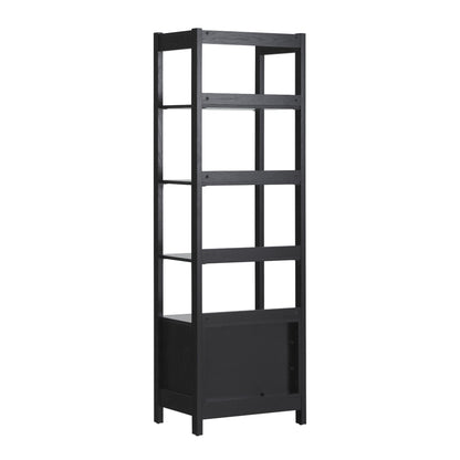 Transitional Narrow Bookshelf With Drawer On Bottom - Black