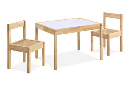 Gibson - 3-Piece Dry Erase Kids Table & Two Chair Set - Natural