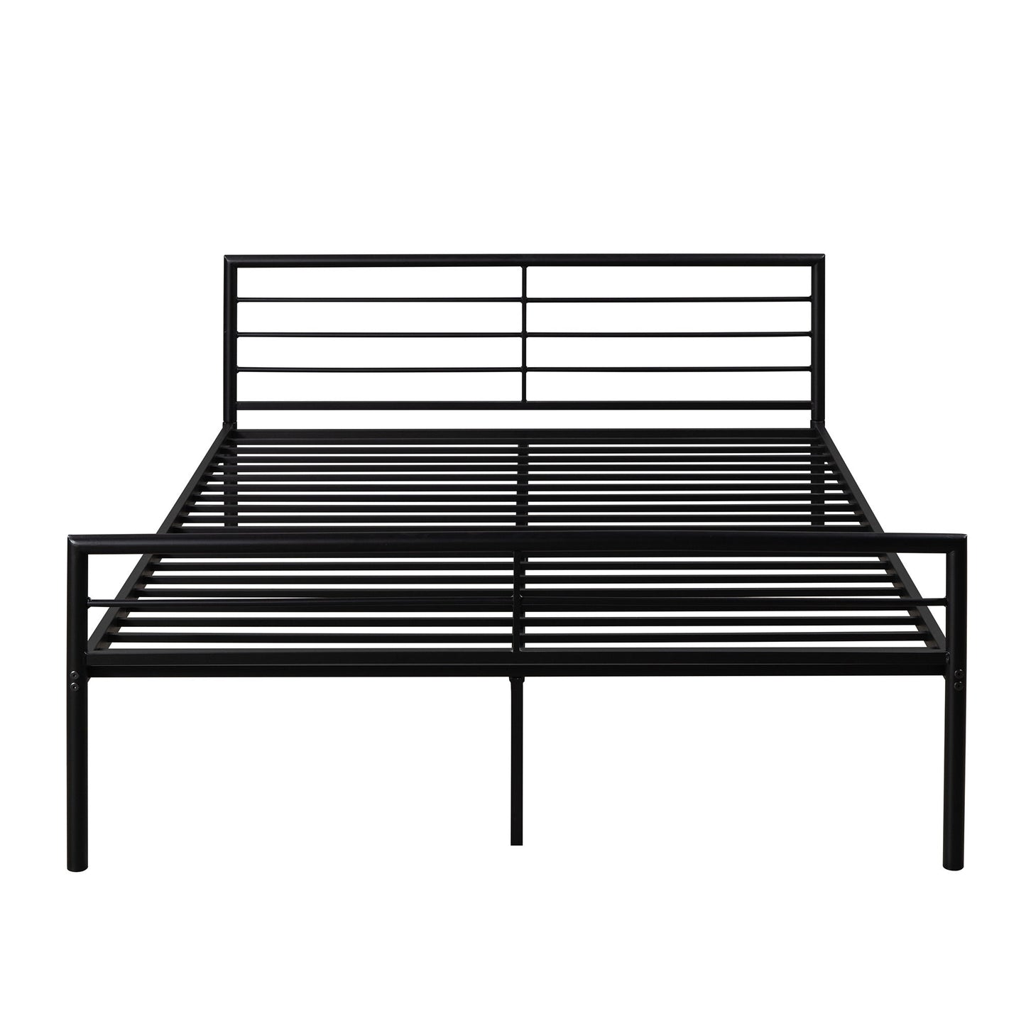 Twin Over Full Metal Bunk Bed With Desk, Ladder And Quality Slats For Bedroom - Metallic Black