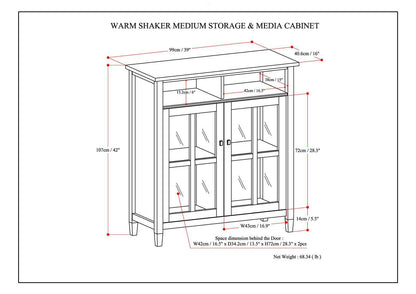 Warm Shaker - Medium Storage Media Cabinet - Tobacco Brown