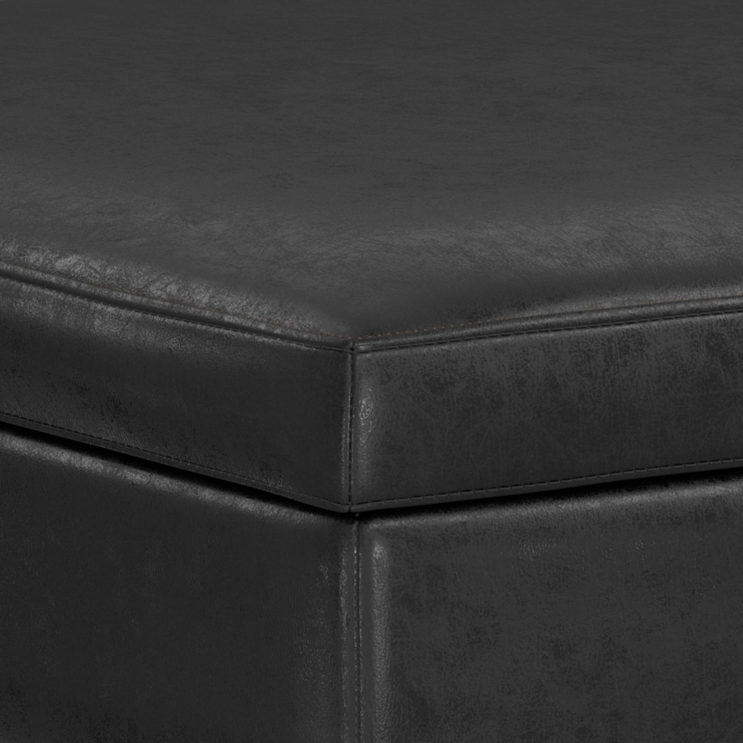 Owen - Extra Large Square Coffee Table Storage Ottoman - Distressed Black