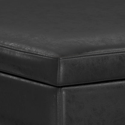 Owen - Extra Large Square Coffee Table Storage Ottoman - Distressed Black