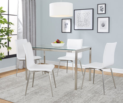 Fuji Mason - Upholstered Swivel Contemporary Dining Set, Glass, 5 Piece - Multicolor