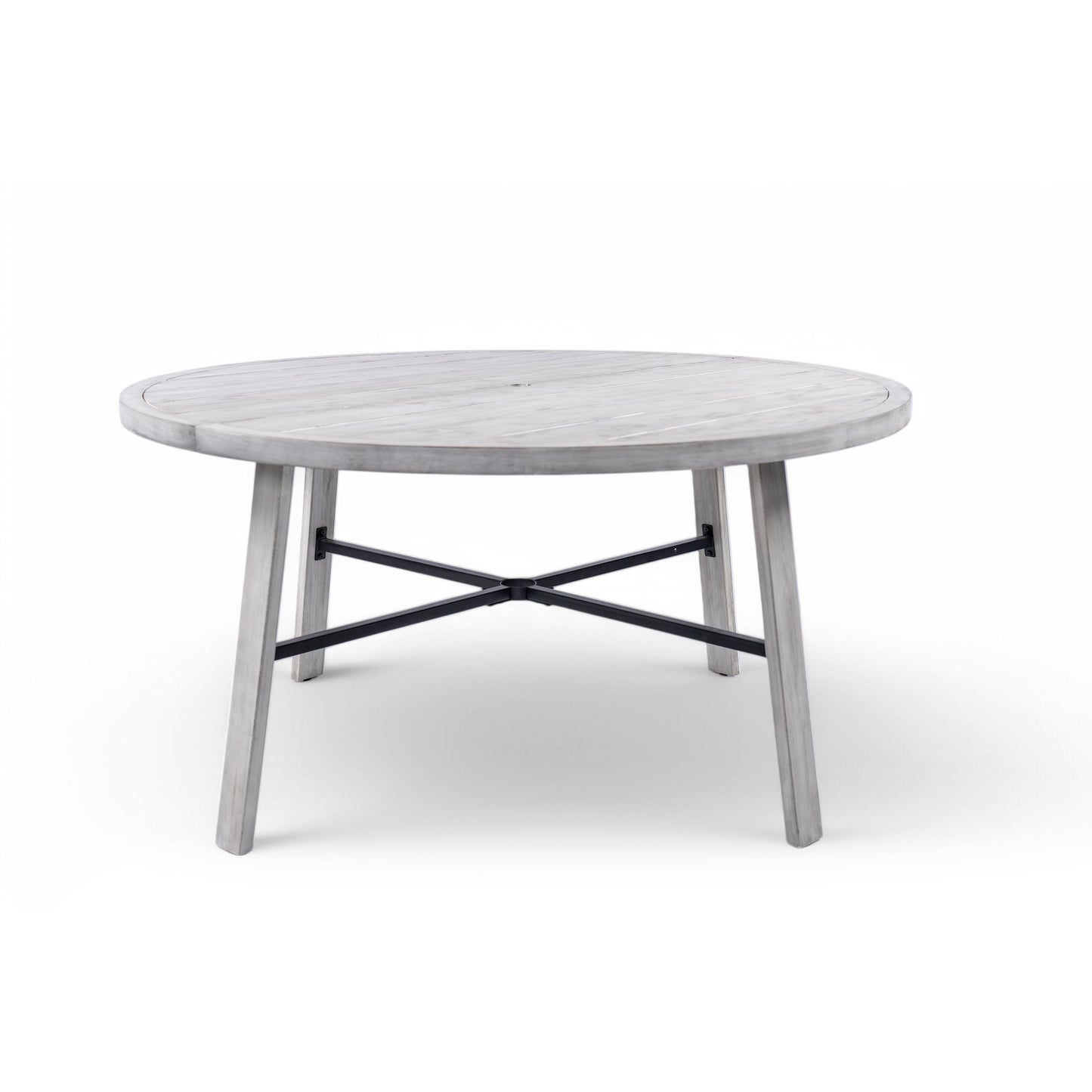 Outdoor Dinning Set 4 Person Outdoor Wooden Dinning Set With An Umbrella Hole And Removable Cushions For Patio, Backyard, Garden - Antique Gray