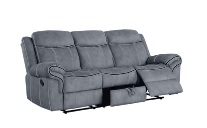 Zubaida - Two Tone Velvet 3 Piece Recliner Living Room Set - Gray