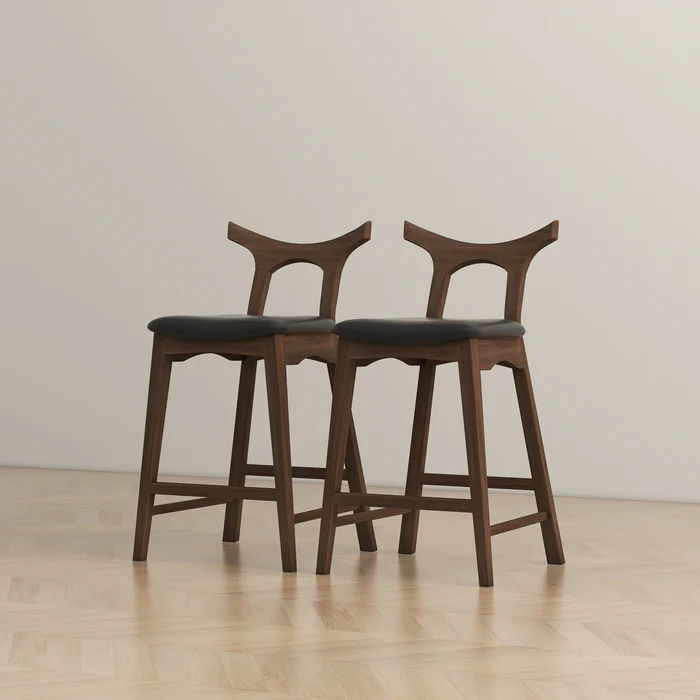 Hester - Upholstered Square Bar Chair (Set of 2) - Black / Brown