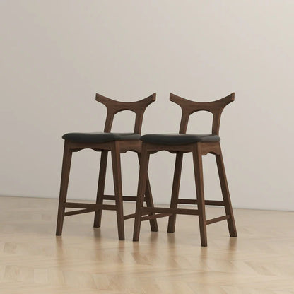 Hester - Upholstered Square Bar Chair (Set of 2) - Black / Brown