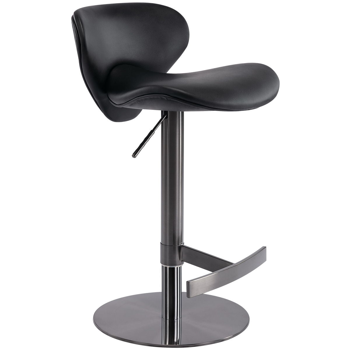 Titanium Stainless Steel Bar Stool, Swivel Adjustable Height For Kitchen Counter And Dining Room - Black