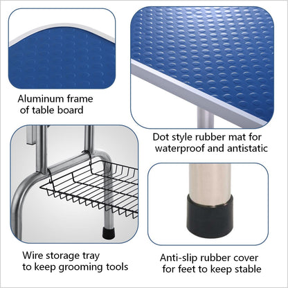 Large Grooming Table For Pet Dog And Cat With Adjustable Arm And Clamps Large Heavy Duty Animal Grooming Table - Blue