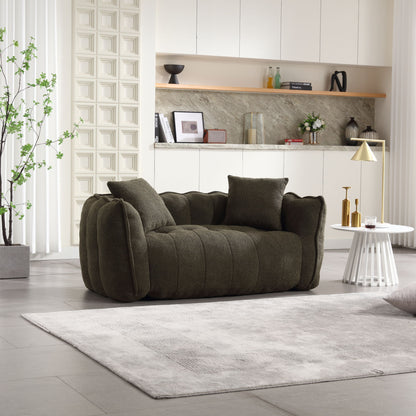 Soft Beanbag Chair With High Resilience Foam Core For Two People - Olive Green