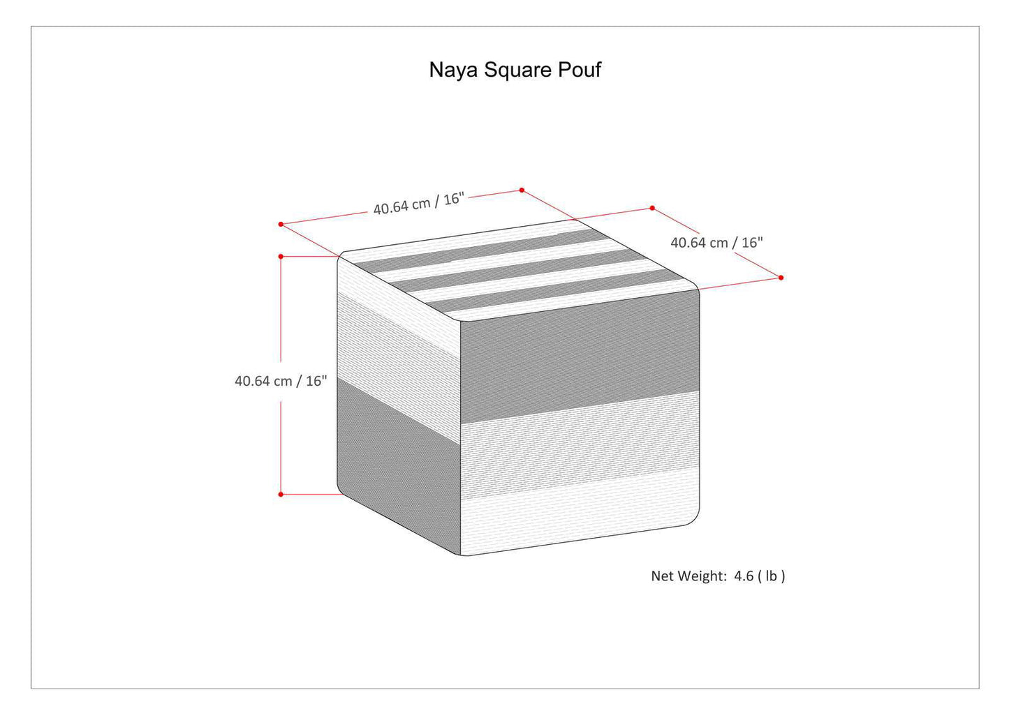 Naya - Cube Pouf - Blue Melange