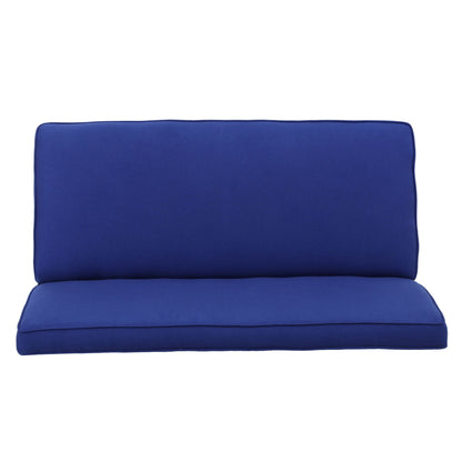 Contemporary Loveseat With Upholstered Fabric And Birch Wood Legs - Navy Blue