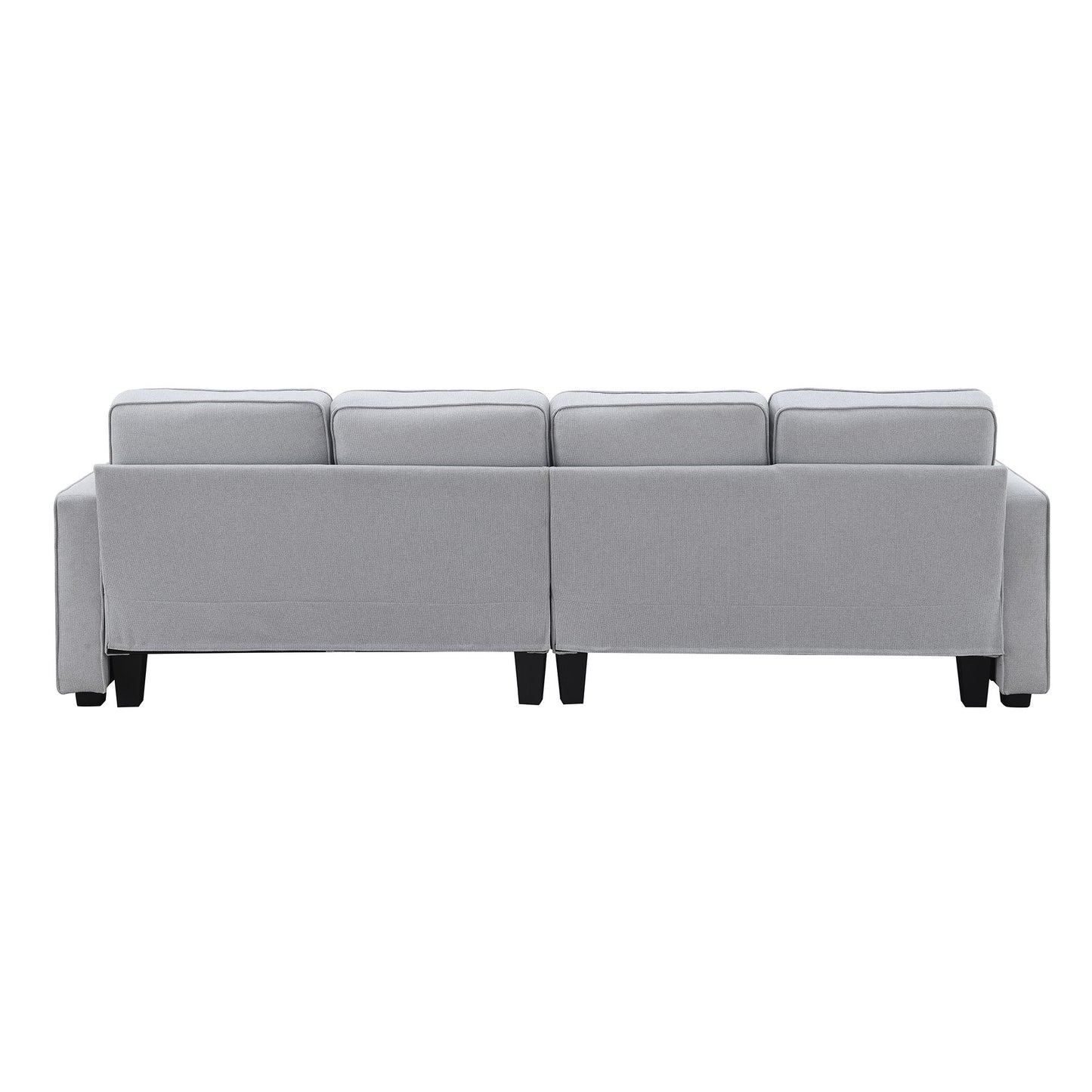 4 Seater Modern Linen Sofa With Armrest Pockets And 4 Pillows, Minimalist Style Couch - Light Gray