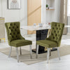 Nikki - Modern, High-End Tufted Solid Wood Contemporary Velvet Upholstered Dining Chair With Chrome Stainless Steel Plating Legs, Nailhead Trim (Set of 2) - Olive Green / Chrome