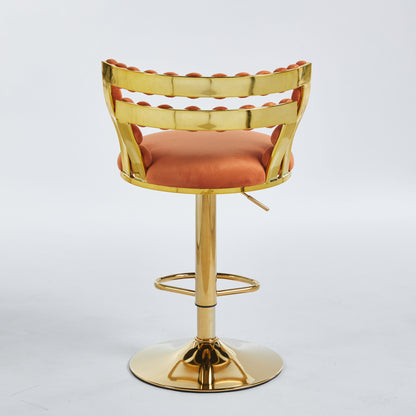 Modern Bar Chair With Iron Tube Legs, Soft Cushions And Comfortable Backrest, Suitable For Dining Room, Living Room, Cafe, Hairball Back, Bar Stool (Set of 2) - Golden