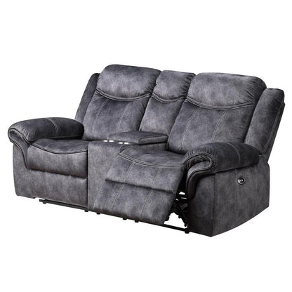 Jimny - Domino Power Console Reclining Loveseats With Power Switch - Gray