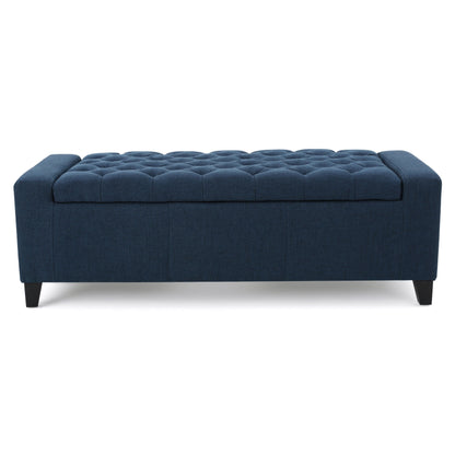 Guernsey - Ottoman Fabric Storage With Tufted Top - Navy Blue