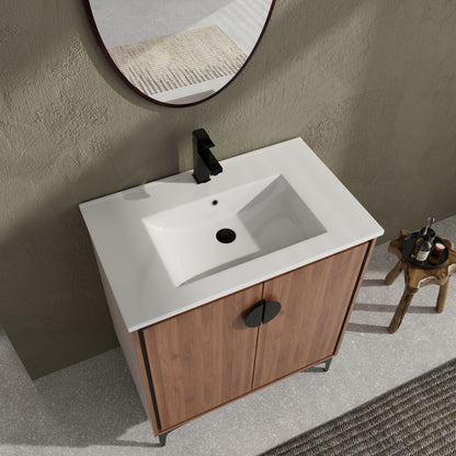 Bathroom Vanity Freestanding Cabinet With Sink - Brown