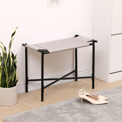 Boho Hand Woven Entryway Ottoman Vanity Chair Footrest Stool For Living Room Sofas - Gray