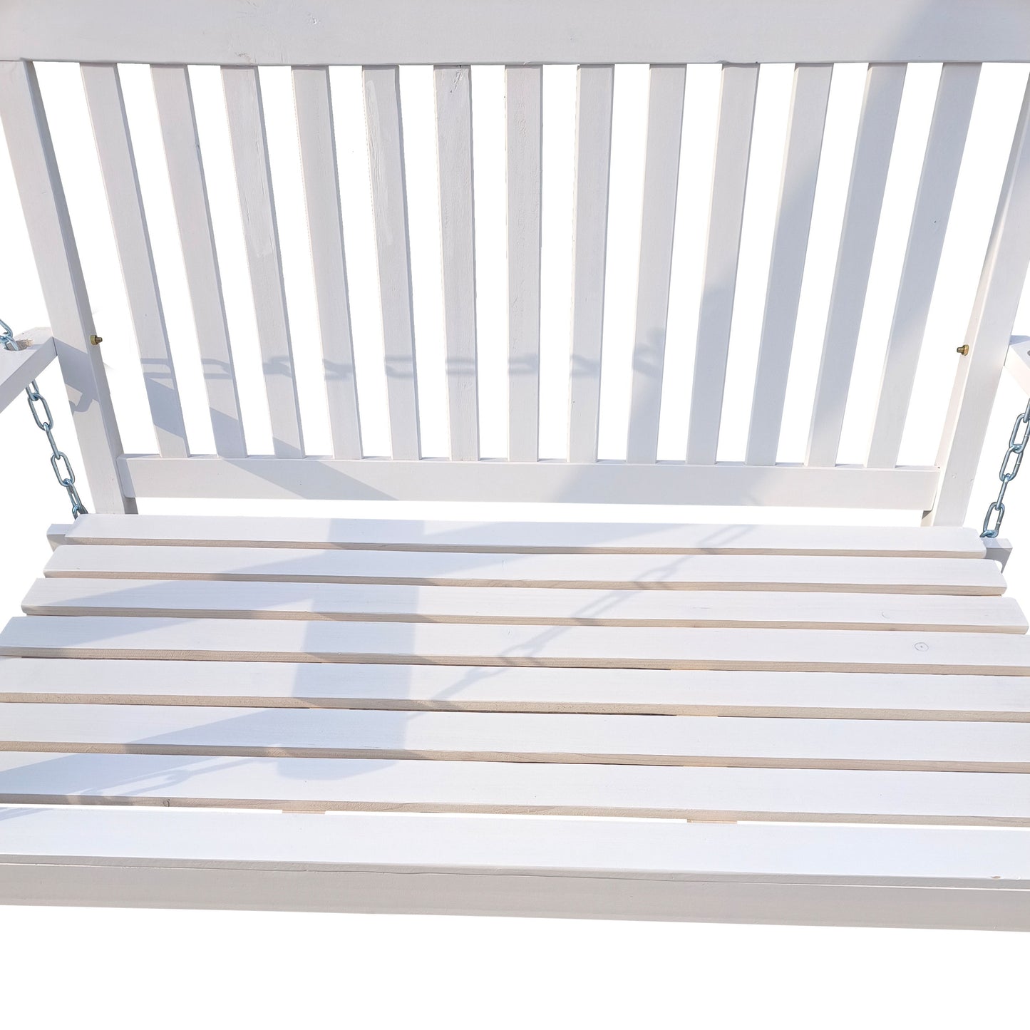 Front Porch Swing With Armrests For Outdoor Patio, Garden Yard, Backyard Or Sunroom - White