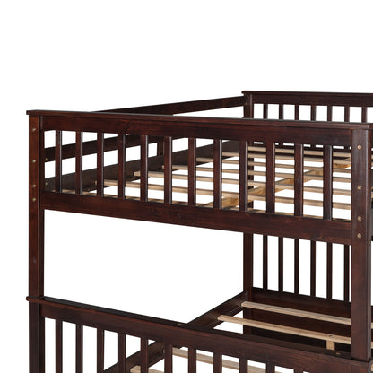 Full Over Full Bunk Bed With Ladders And 2 Storage Drawers - Espresso