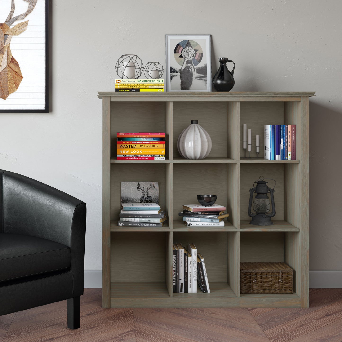Artisan - 9 Cube Bookcase And Storage Unit - Distressed Gray