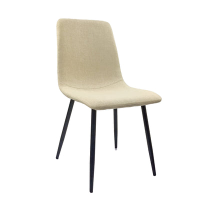 Modern Upholstered Dining Chairs (Set of 4) With Black Metal Legs And Linen Cushion Seat - Beige