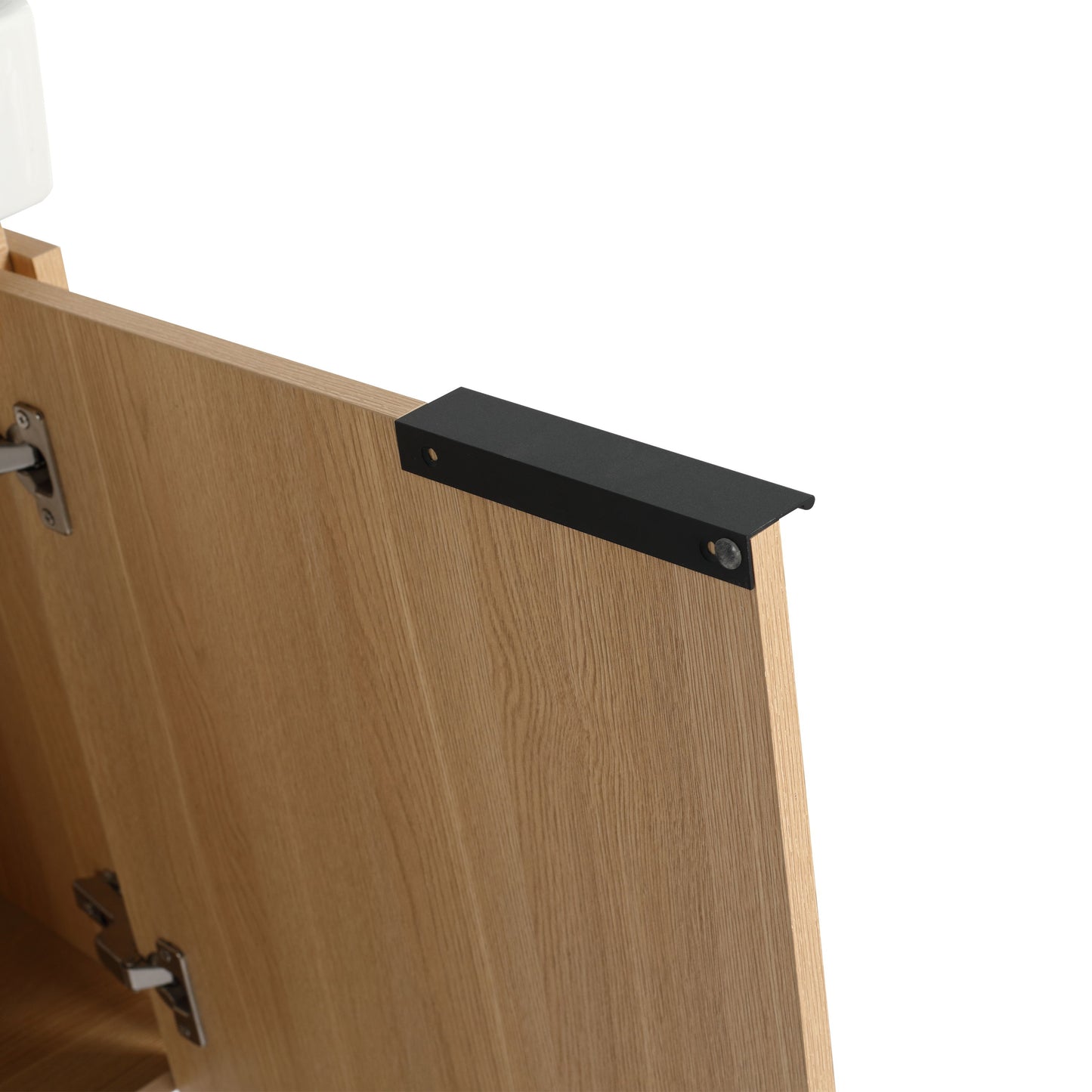 20" Wall Mounted Bathroom Vanity With Ceramic Sink And Storage Cabinet - Oak