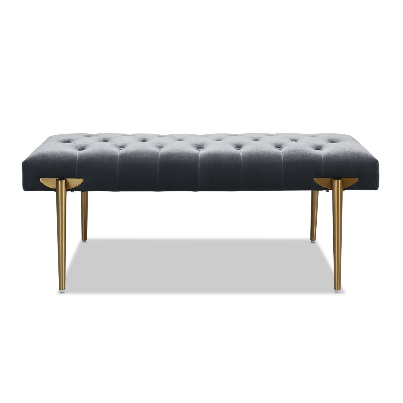 Aria - Upholstered Gold Accent Bench - Gray