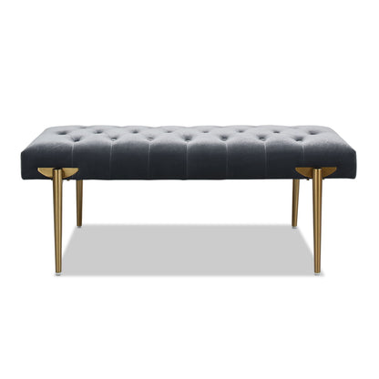Aria - Upholstered Gold Accent Bench - Gray