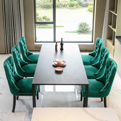 Nikki - Modern, High-End Tufted Solid Wood Contemporary Velvet Upholstered Dining Chair With Wood Legs Nailhead Trim (Set of 2) - Green
