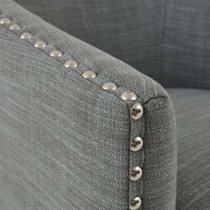 Swivel Chair Elegant Design Fabric Solid Wood - Gray