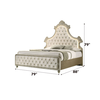 Lucienne - Eastern King Bed With LED - Beige