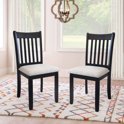 Modern Dining Chair (Set of 2) With Cushion Seats And Wooden Back - Black