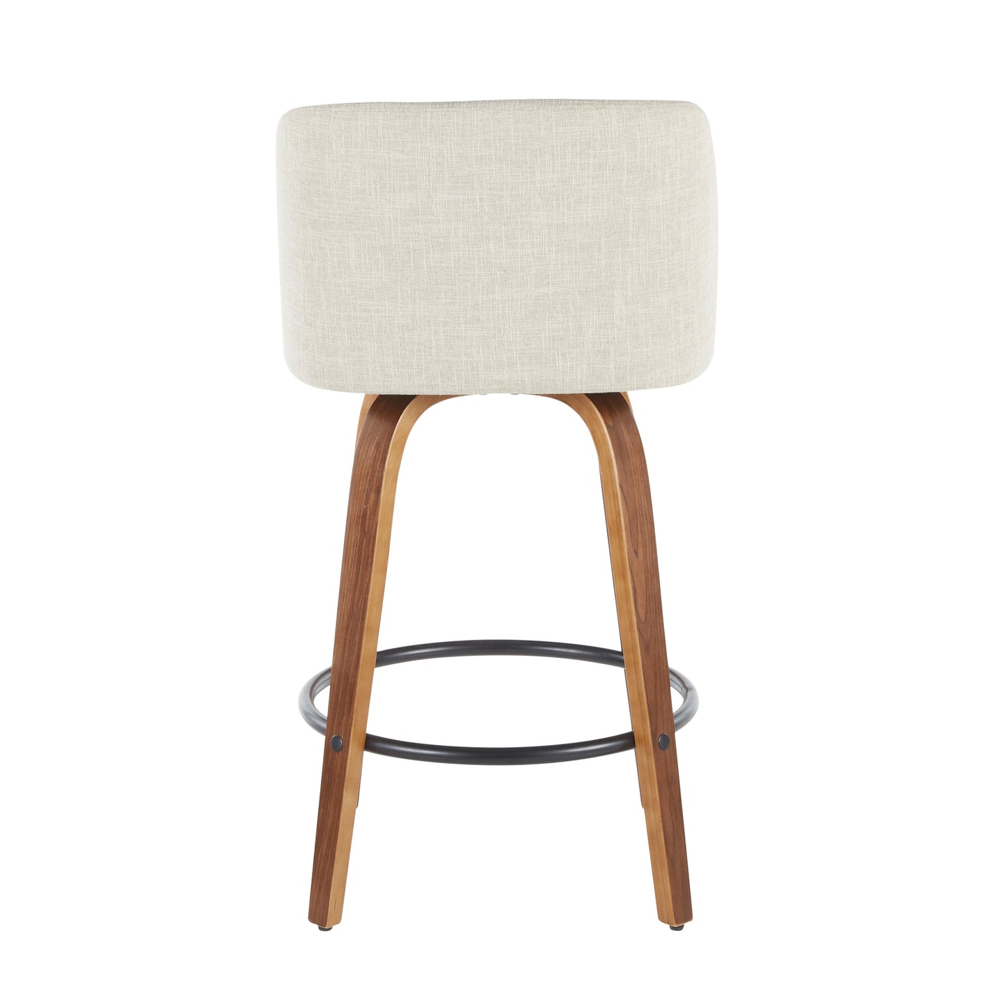 Toriano - Mid-Century Modern Counter Stool (Set of 2) - Cream / Walnut