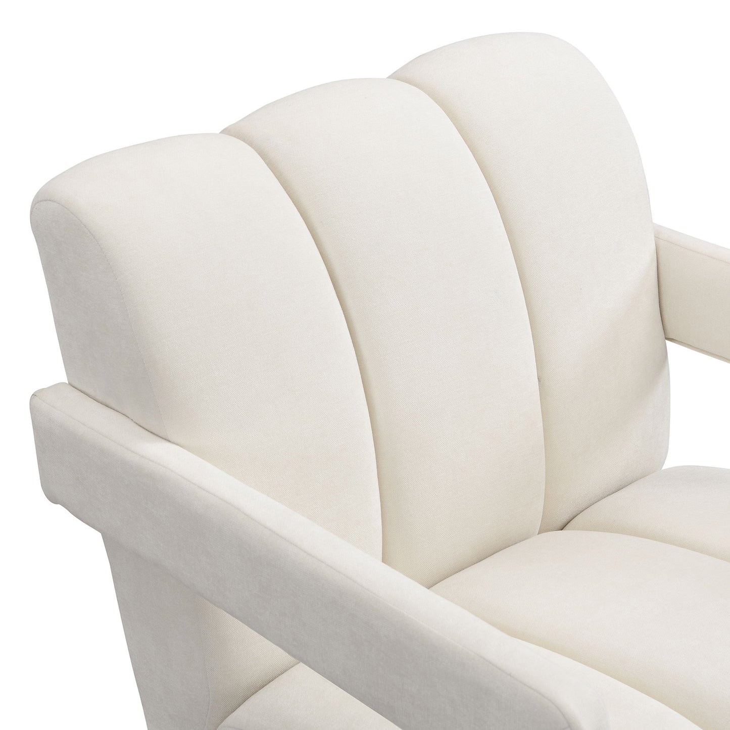 Modern Minimalist Leisure Armchair With L Shaped Armrests For Living Room - White