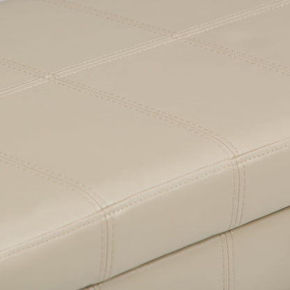 Amelia - Storage Ottoman Bench - Satin Cream