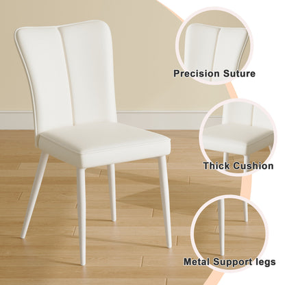 Style Minimalist Dining Chairs With 4 White Sponge Seats And Metal Legs, With 1 Chair Serving Multiple Purposes - Milky White