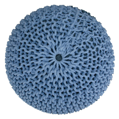 Nikki - Hand Knit Round Pouf - Blue / Navy Blue
