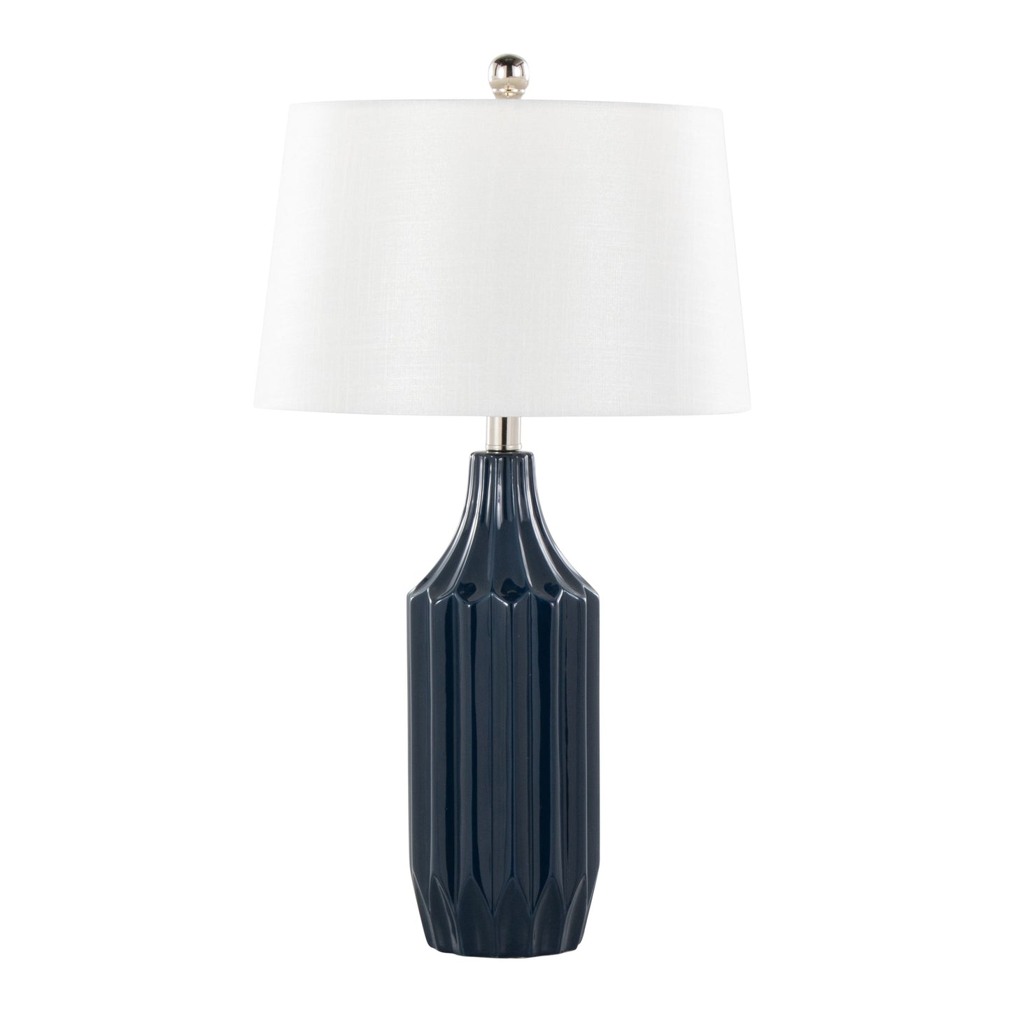 Stella - Contemporary Table Lamp - Gloss Dark Blue / White