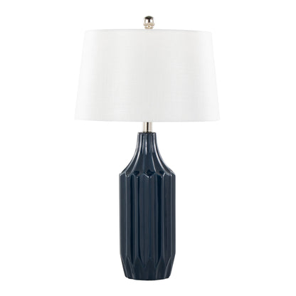 Stella - Contemporary Table Lamp - Gloss Dark Blue / White
