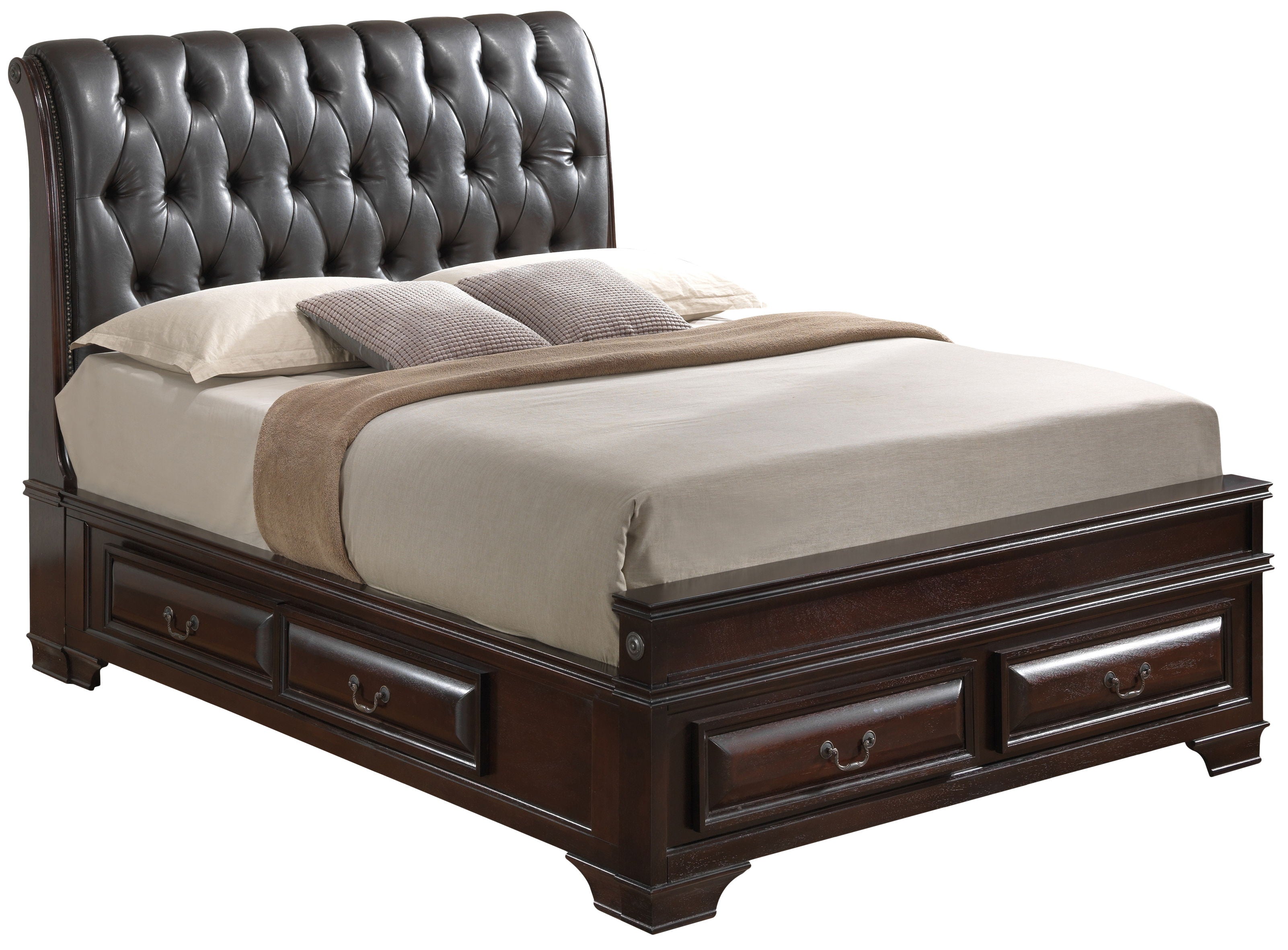 King Storage Bed Elegant - Cappuccino